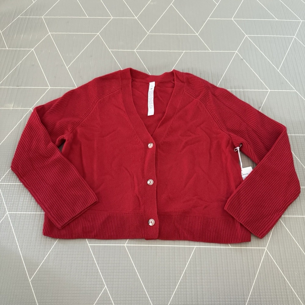 NEW Lululemon 100% Cashmere Slim-Fit Cardigan Size XL Dark Red $228 LW3HZPS